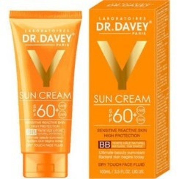 ضد آفتاب رنگی دکتر دیوی SPF 60 مناسب پوست خشک و روشن کننده (BB کرم) حجم 100 گرم