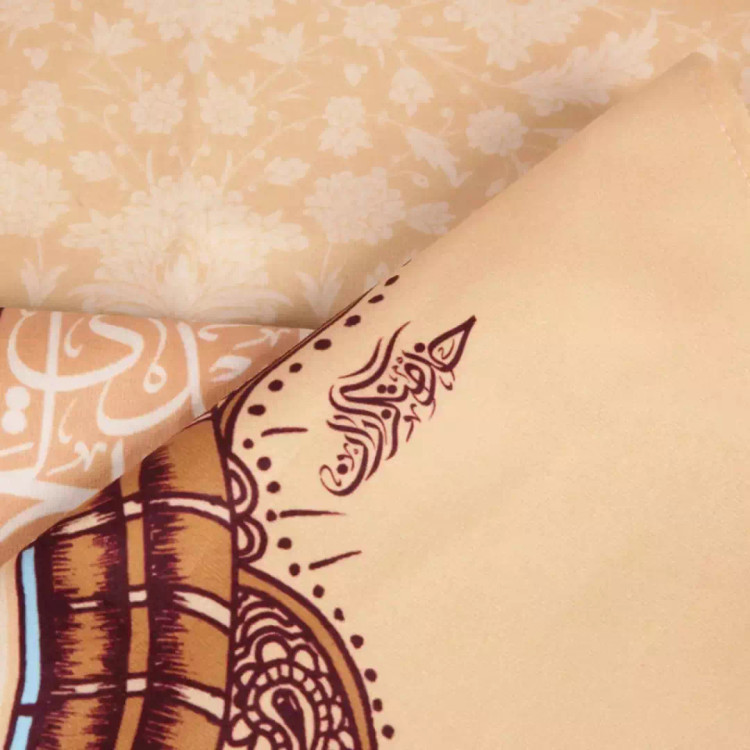 کتیبه مخمل سه عددی با شعار یامهدی ادرکنی رنگ کرم 140*140