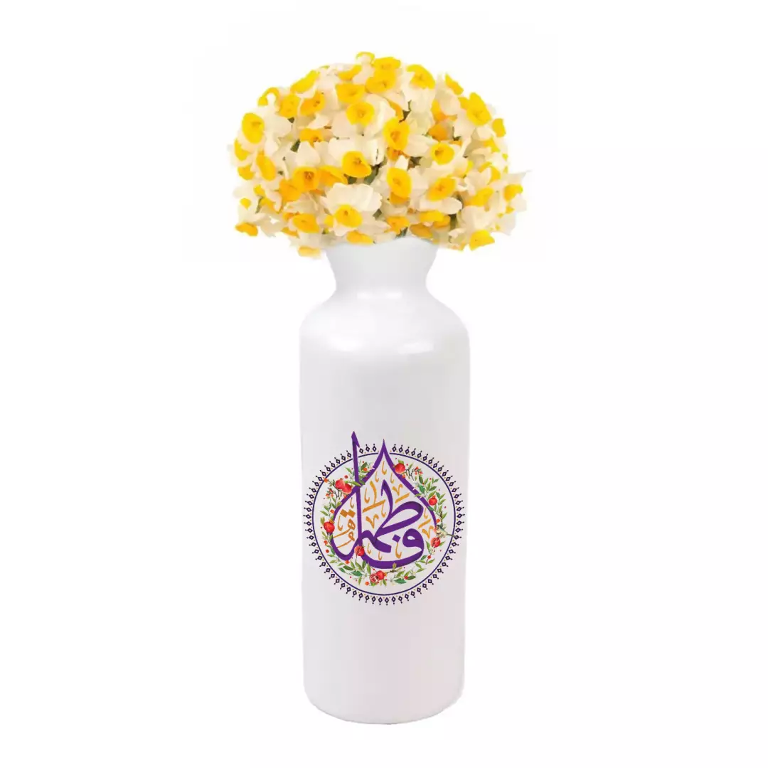 گلدان سرامیکی با شعار فاطمه سلام الله علیها طرح انار