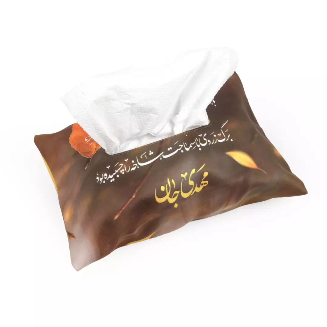 جادستمال کاغذی مخمل طرح برگ زردی با سماجت شاخه را چسبیده بود