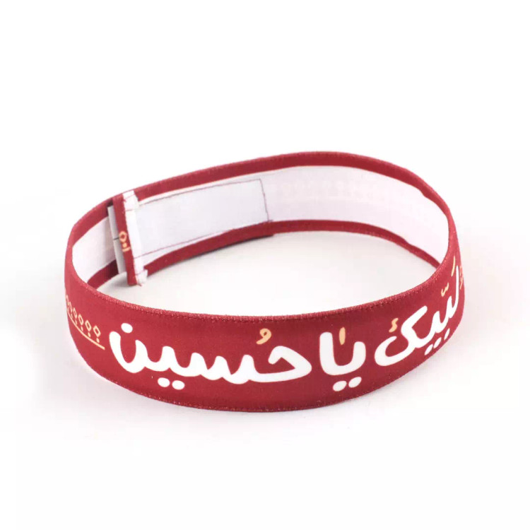 سربند مخمل کودکانه طرح لبیک یا حسین رنگ قرمز
