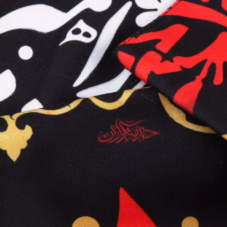 کتیبه مخمل افقی با شعار می رود و فوج غم همسفر زینب است یا زینب کبری سلام الله علیها (701200) - 140*400 سانتیمت