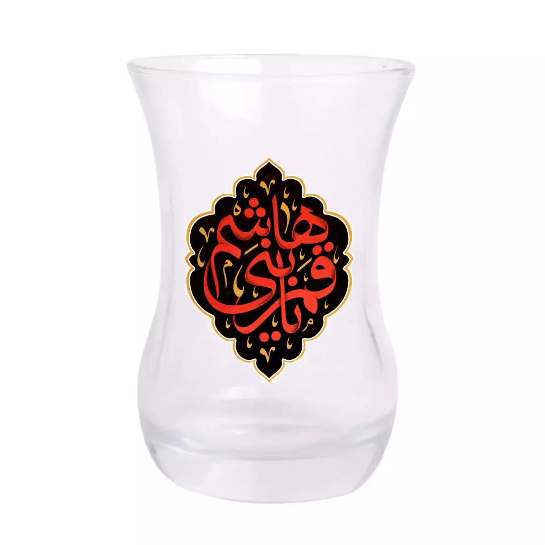 استکان تک عددی کمر باریک بدون دسته با شعار یا قمر بنی هاشم