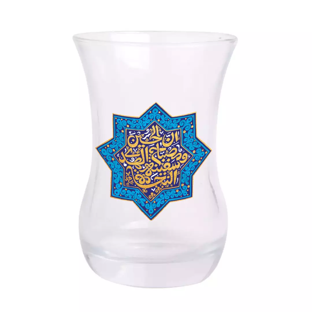 استکان تک عددی کمر باریک بدون دسته با شعار ان الحسین مصباح الهدی و سفینه النجاه