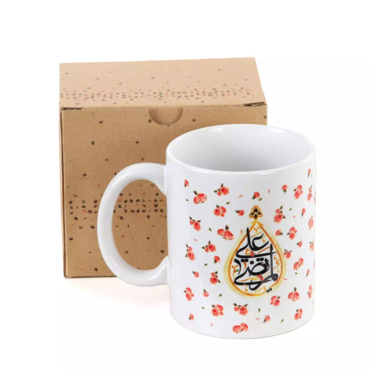 ماگ سرامیکی طرح یا مرتضی علی گل دار حجم 330 میل