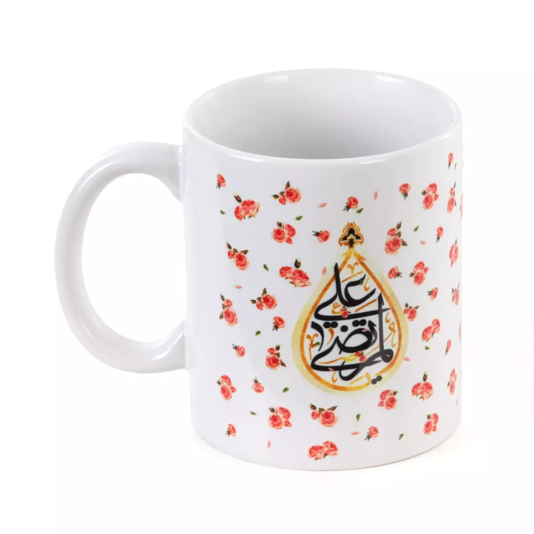 ماگ سرامیکی طرح یا مرتضی علی گل دار حجم 330 میل