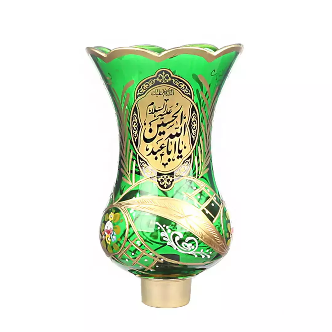 لاله شمعدان یا اباعبدالله الحسین و علی ولی الله رنگ سبز ارتفاع 24 مناسب پایه 44
