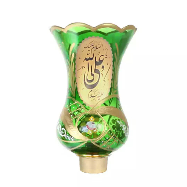 لاله شمعدان یا اباعبدالله الحسین و علی ولی الله رنگ سبز ارتفاع 24 مناسب پایه 44