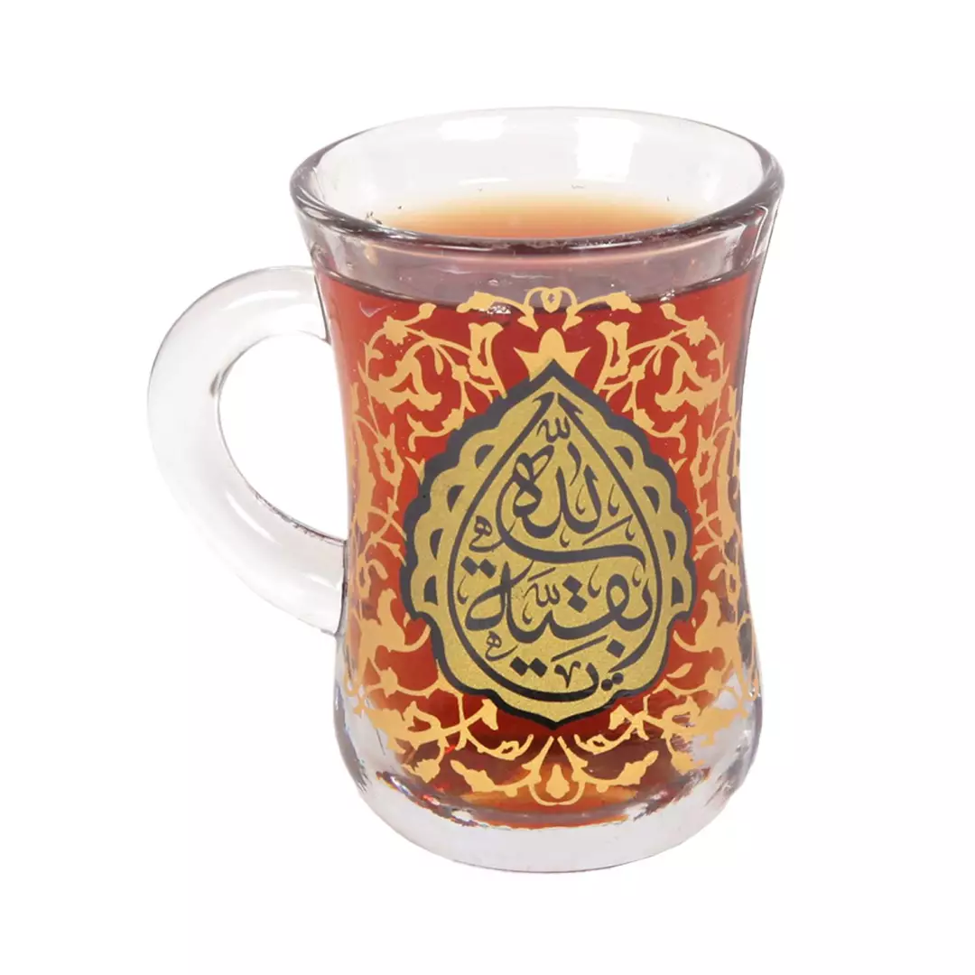 ست 6 عددی استکان کمر باریک دسته دار با شعار بقیه الله