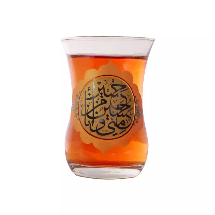 ست 6 عددی استکان کمر باریک بدون دسته طرح حسین منی و انا من حسین