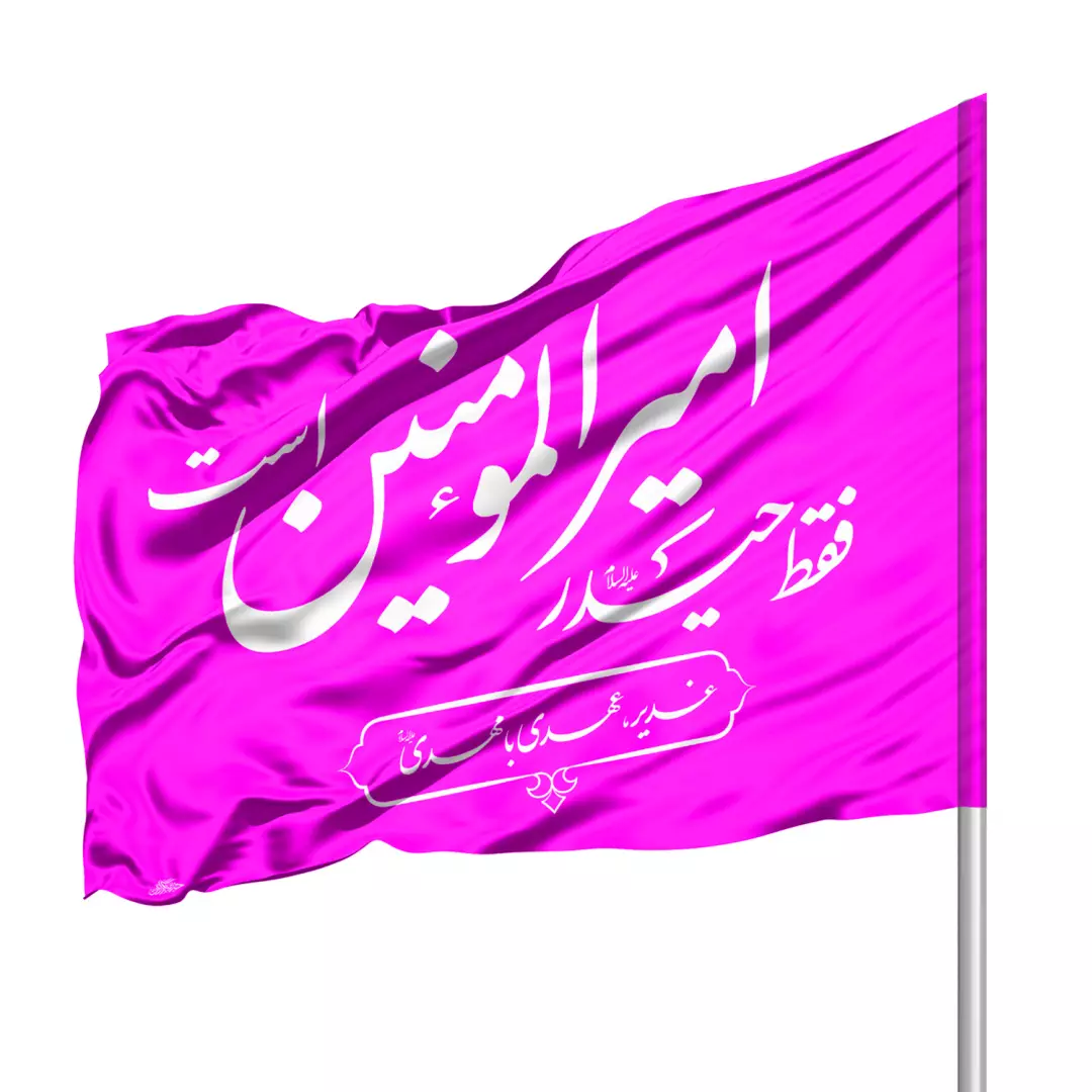 پرچم ساتن ویژه کمپین هر خانه یک پرچم با شعار فقط حیدر امیرالمومنین است (700145) - صورتی