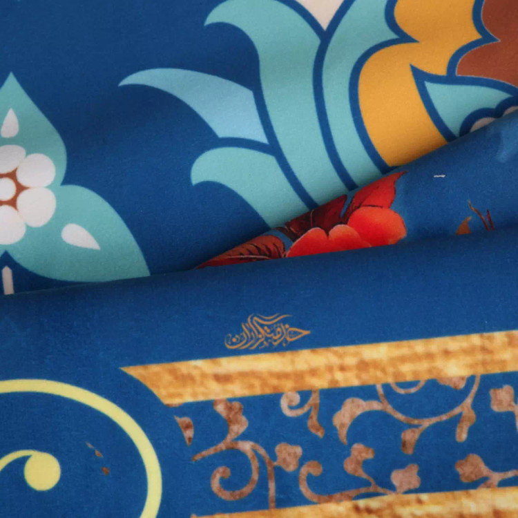 کتیبه مستطیلی مخمل با شعار یا مهدی ادرکنی در ابعاد 140*250 سانتی متر آبی