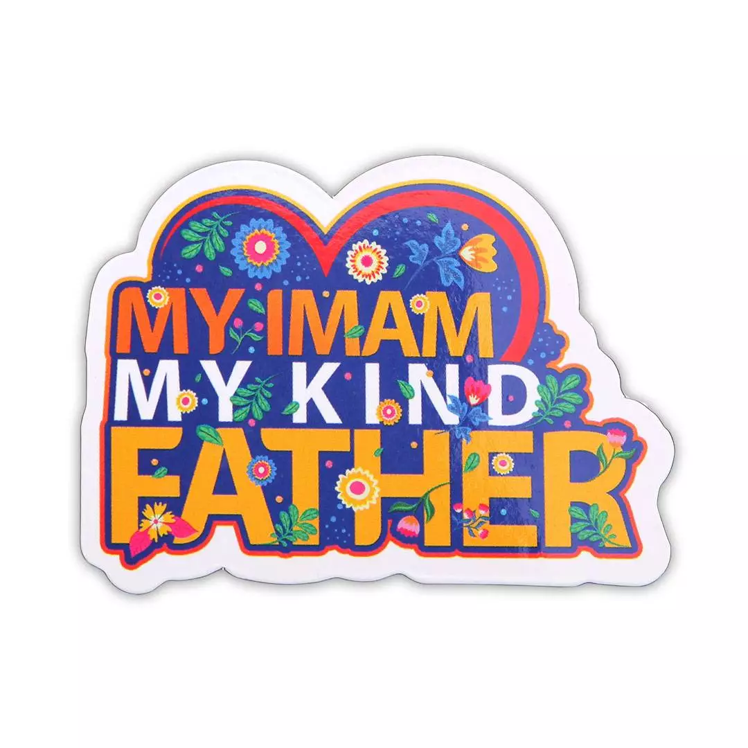 مگنت برش دار با شعار MY IMAM MY KIND FATHER در ابعاد 5*7
