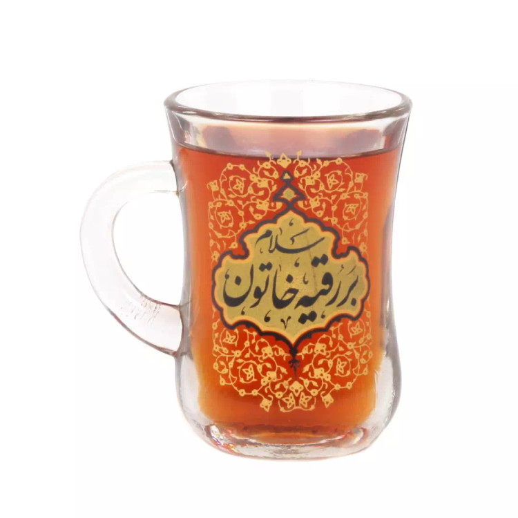 ست شش عددی استکان کمر باریک دسته دار طرح سلام بر رقیه خاتون