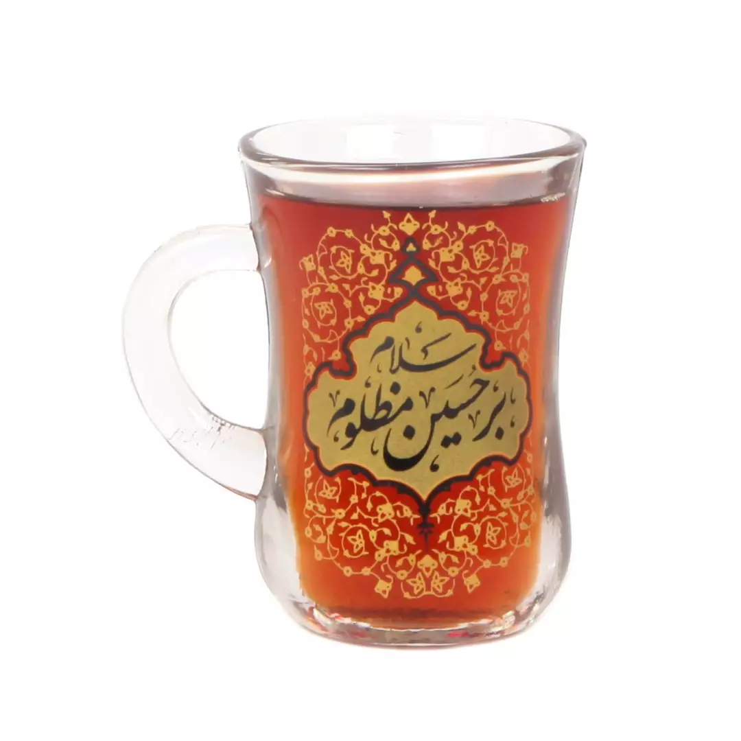 ست شش عددی استکان کمر باریک دسته دار با شعار سلام بر حسین مظلوم