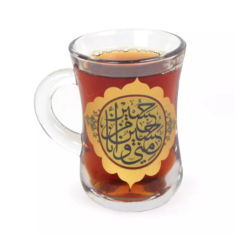 ست شش عددی استکان کمر باریک دسته دار طرح حسین منی و انا من حسین