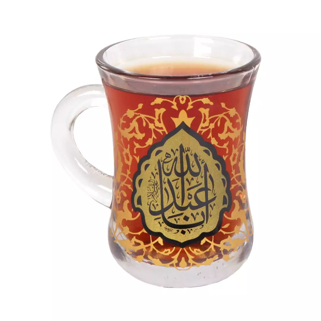 ست 6 عددی استکان کمر باریک دسته دار با شعار اباعبدالله علیه السلام