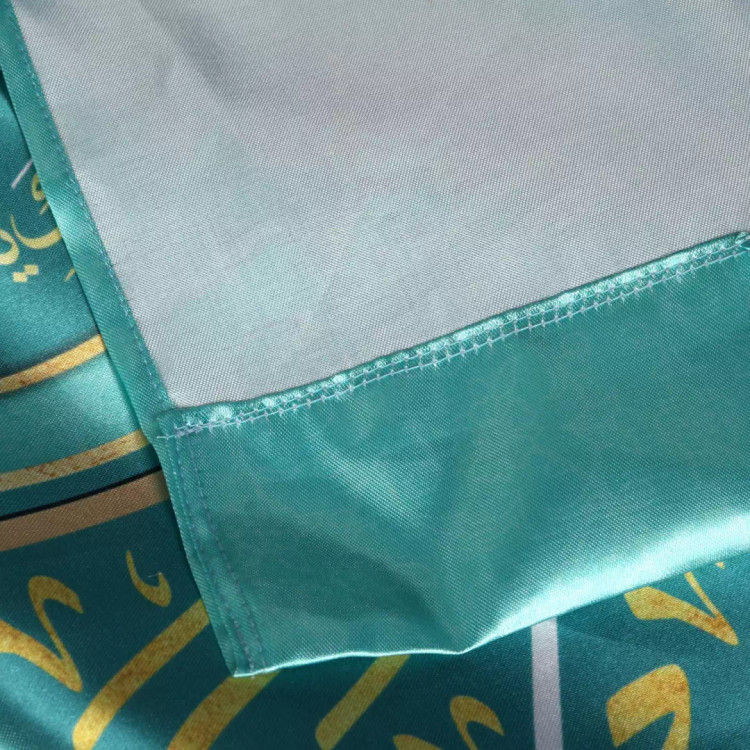 پرچم ساتن تمام رنگی با شعار یا مولای یا صاحب الزمان زبان عربی (700542) - فیروزه ای