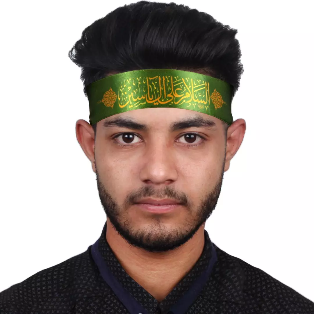 سربند ساتن با شعار السلام علی آل یاسین رنگ سبز