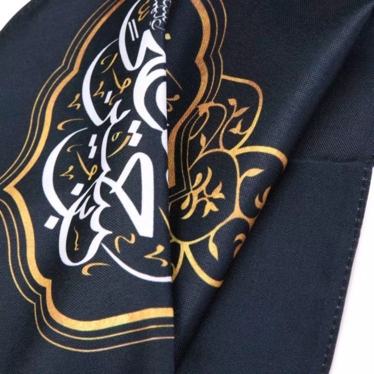 کتیبه پاناما عمودی کنار آیفونی با شعار حسین بن علی الشهید بدون چوب ابعاد 20*40 سانتی متر