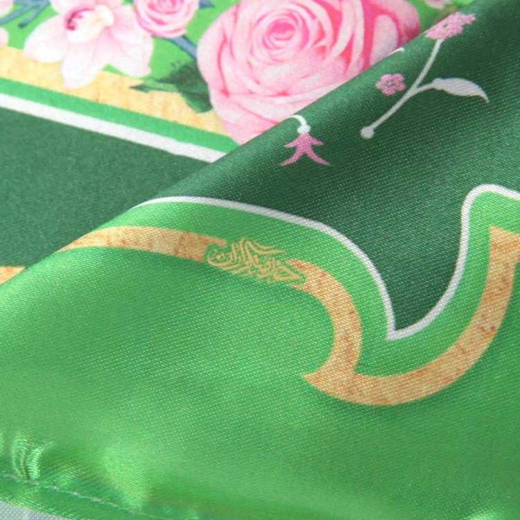 پرچم ساتن تمام رنگی با شعار هر که من مولای اویم پس علی مولای اوست 70*100 سمت چپ