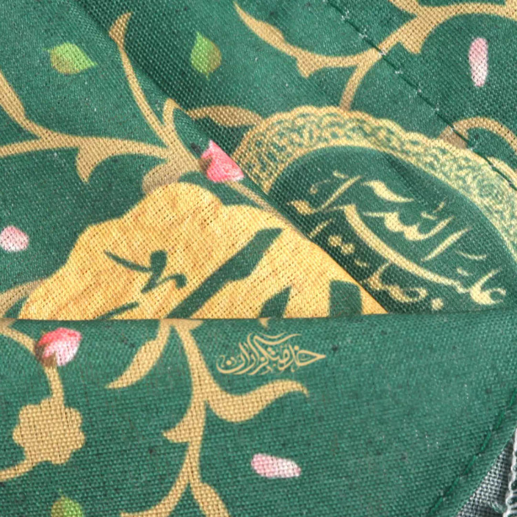 کتیبه پاناما سه عددی عمودی با شعار من کنت مولاه فهذا علی مولاه رنگ سبز دو طرف زرد 140*140