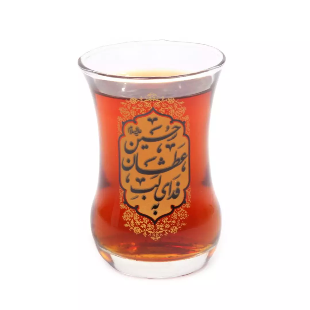 ست 6 عددی استکان کمر باریک بدون دسته با شعار به فدای لب عطشان حسین