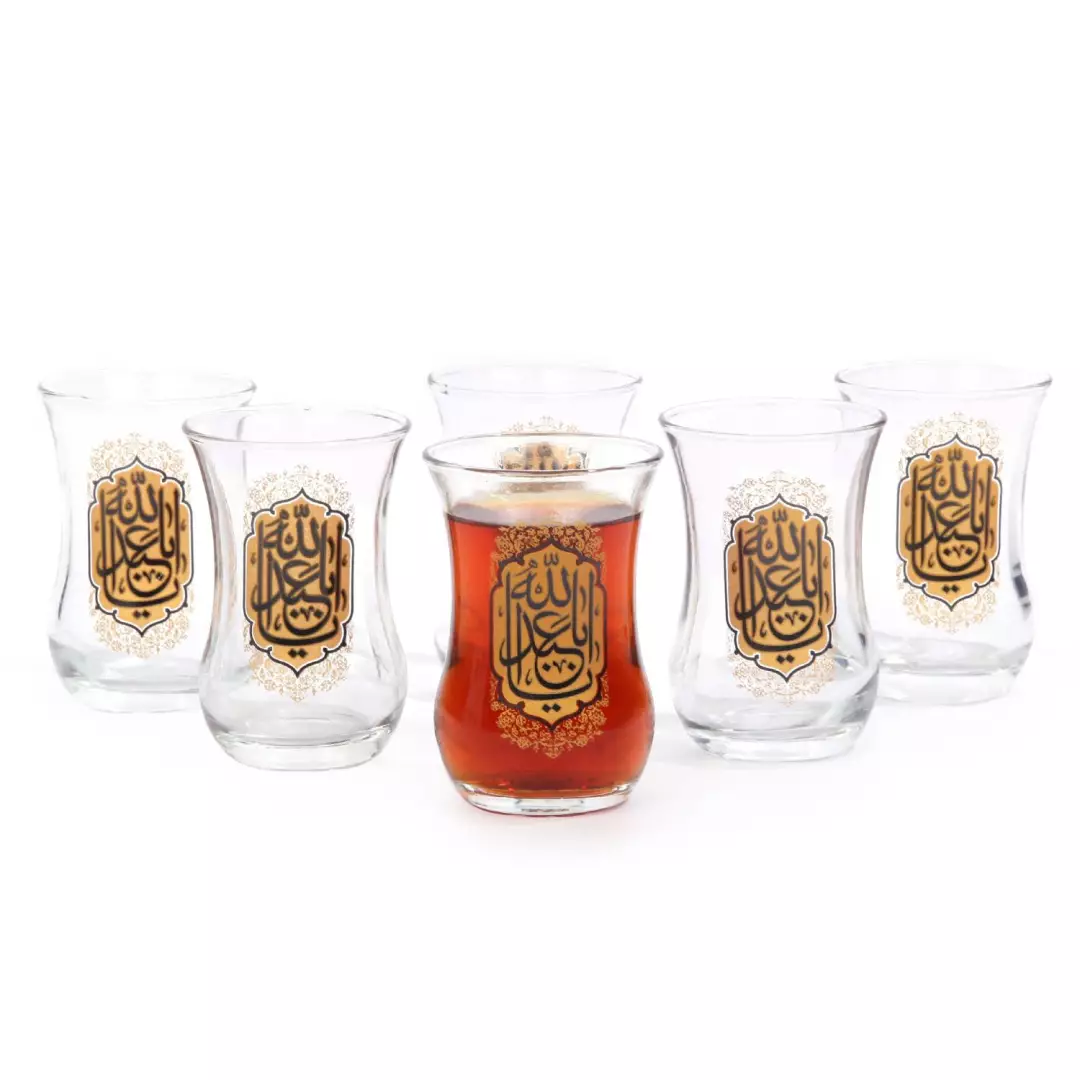 ست 6 عددی استکان کمر باریک بدون دسته یا اباعبدالله
