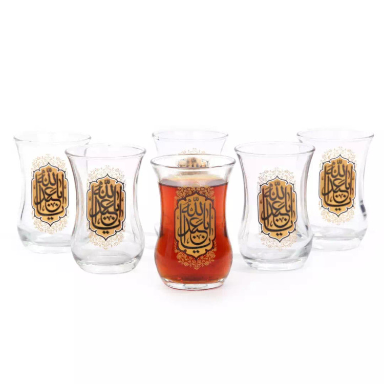 ست 6 عددی استکان کمر باریک بدون دسته یا اباعبدالله