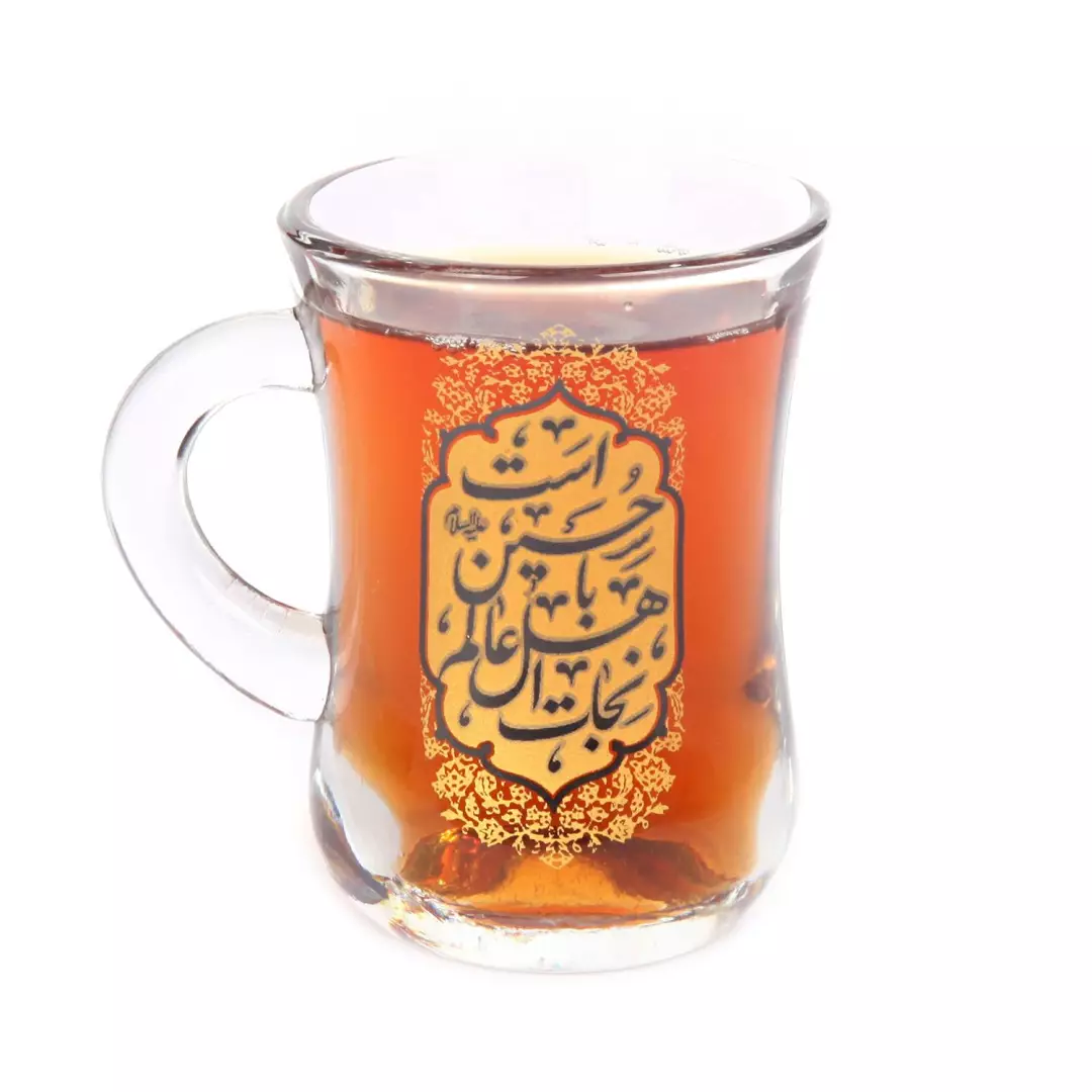 ست 6 عددی استکان کمر باریک دسته دار طرح نجات اهل عالم با حسین است