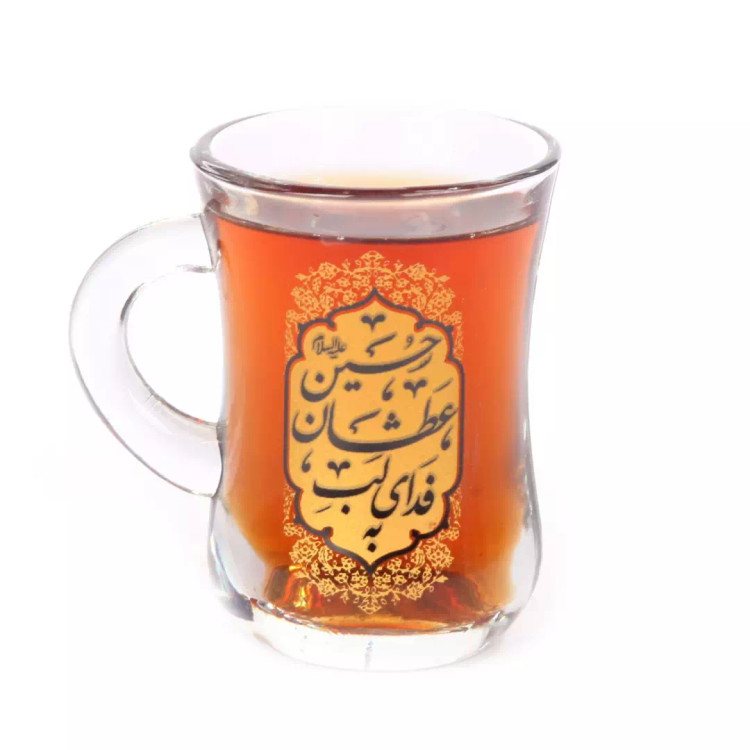 ست 6 عددی استکان کمر باریک دسته دار طرح به فدای لب عطشان حسین