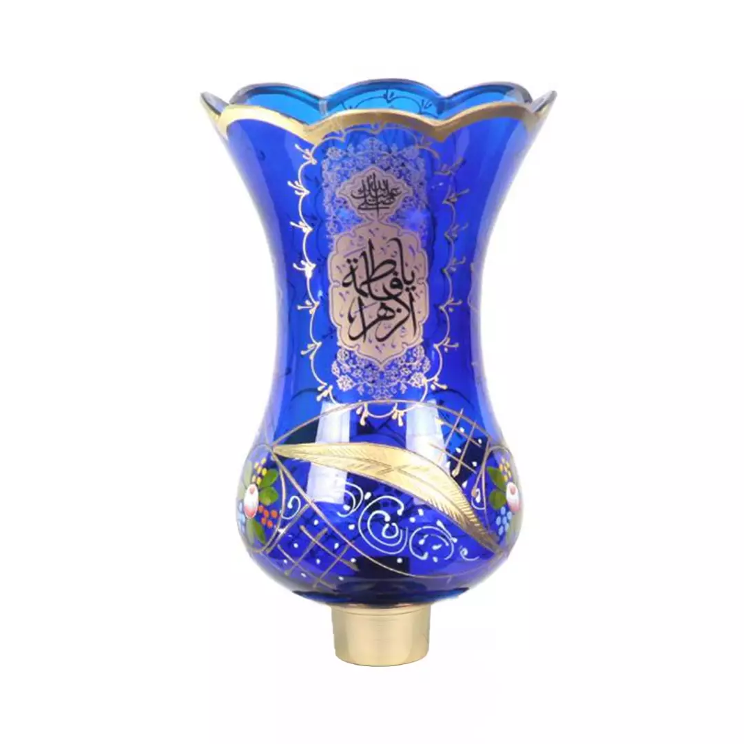 شمعدان برقی با شعار فاطمه الزهرا و علی اکبر علیهمالسلام ارتفاع 64 سانتی متر (700790) آبی 31
