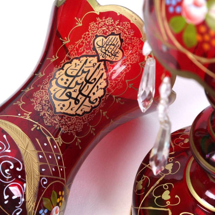 لاله شمعدان برقی با شعار یا امیرالمومنین و نجات اهل عالم با حسین است علیهماالسلام ارتفاع 64 سانتی متر (700833) آبی 42