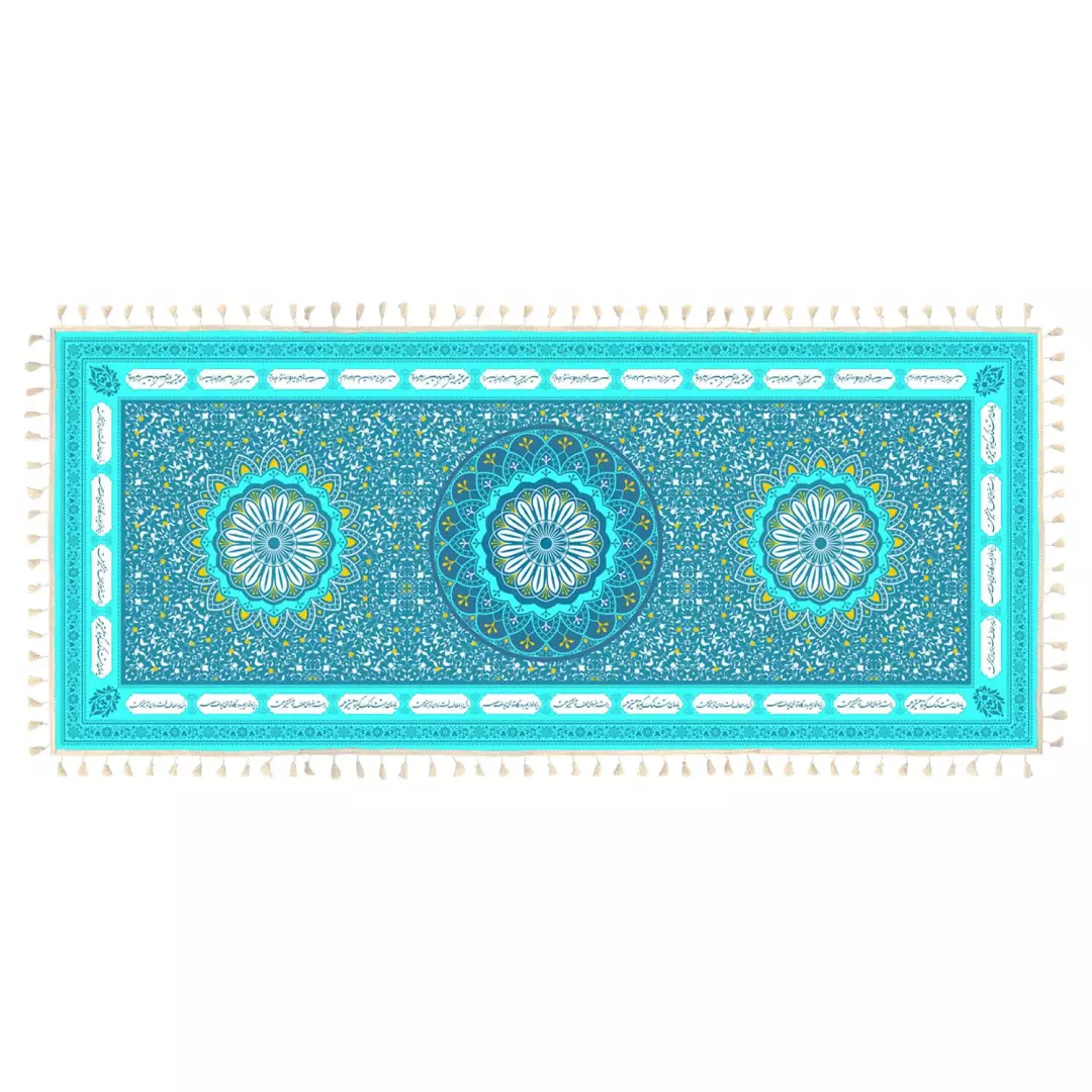 سفره سپاس فارسی 8 نفره در ابعاد 120*270 رنگ فیروزه ای