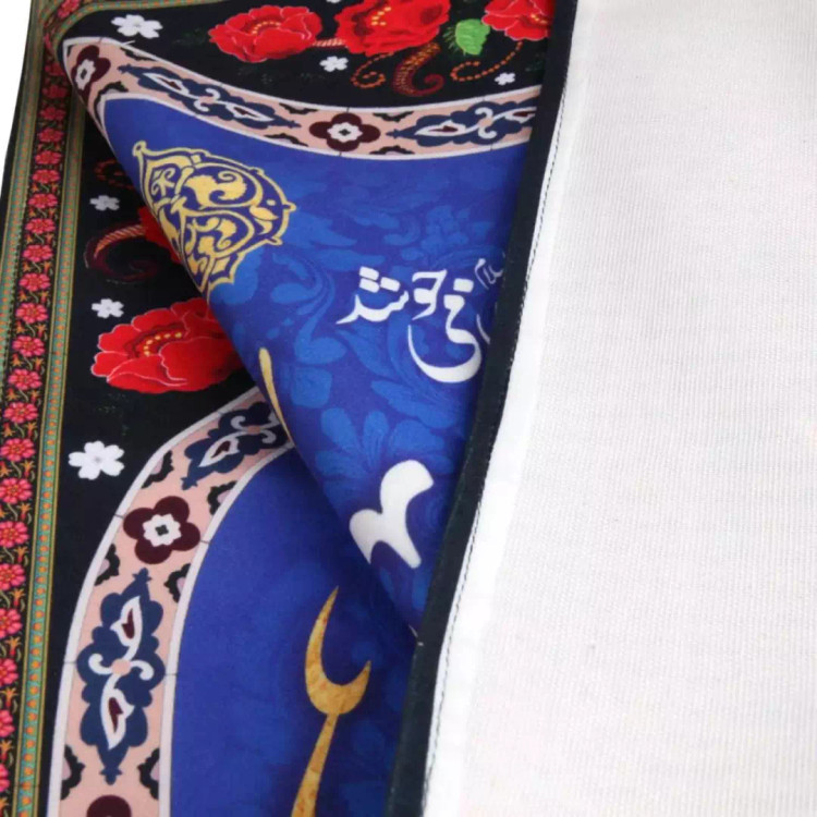 کتیبه مخمل افقی مستطیلی با شعار چای خانه حضرت اباعبدالله الحسین علیه السلام طرح گل (700560) - 50*70 سانتیمتر