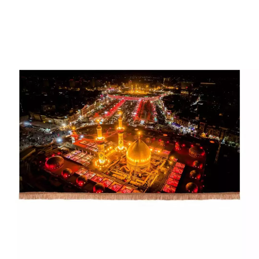 کتیبه مخمل افقی طرح کربلا و بین الحرمین (700757) - 35*70 سانتیمتر