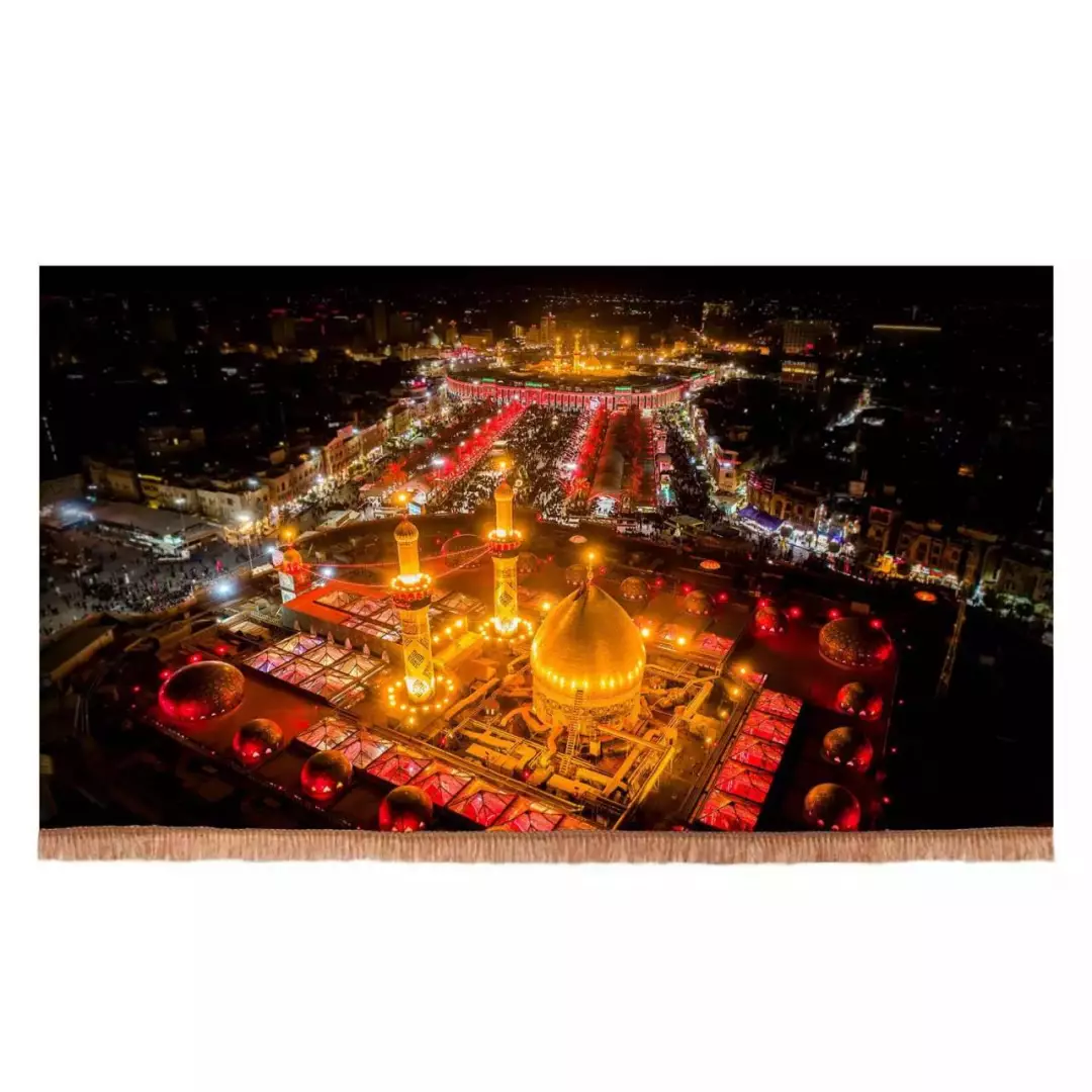 کتیبه مخمل افقی طرح کربلا و بین الحرمین (700757) - 70*120 سانتیمتر