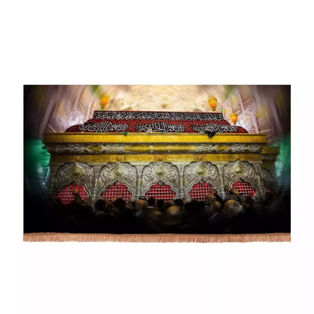 کتیبه مخمل افقی طرح ضریح شش گوشه اباعبدالله الحسین علیه السلام (700758) - 35*70 سانتیمتر