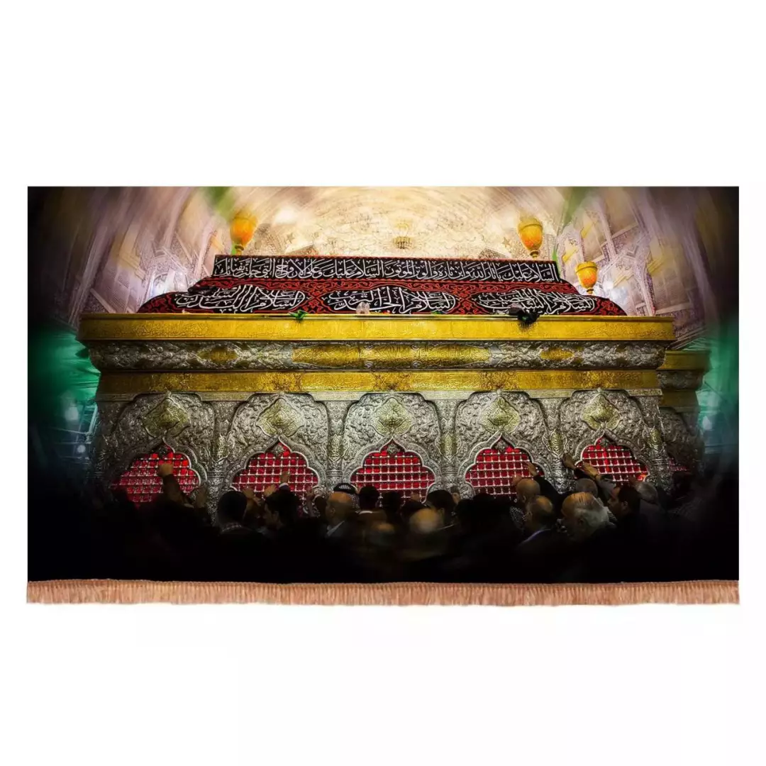 کتیبه مخمل افقی طرح ضریح شش گوشه اباعبدالله الحسین علیه السلام (700758) - 70*120 سانتیمتر