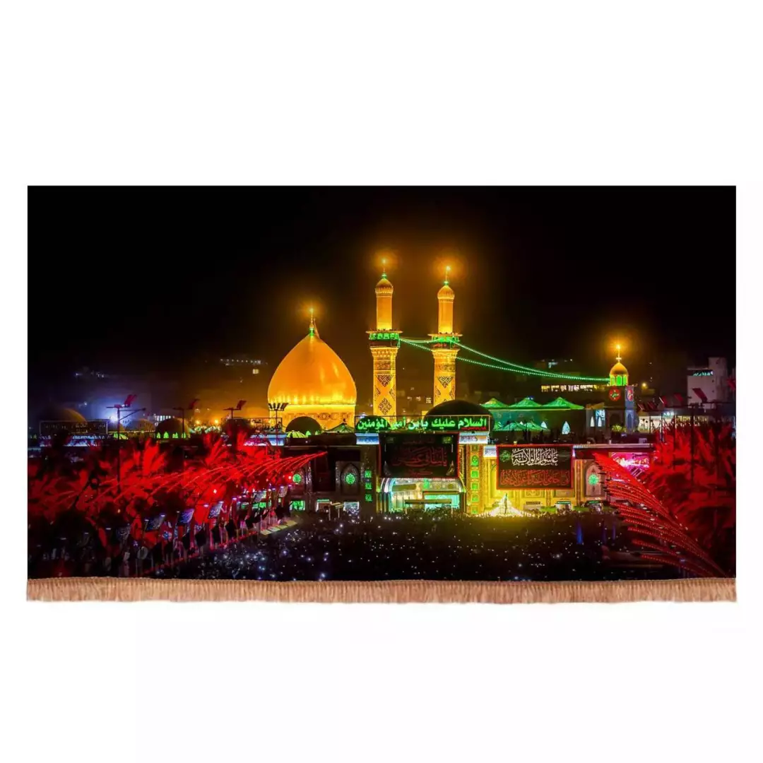 کتیبه مخمل افقی طرح حرم حضرت ابالفضل العباس و بین الحرمین (700759) - 70*120 سانتیمتر
