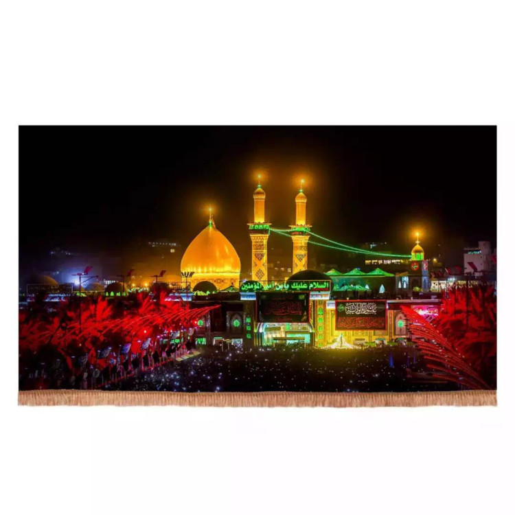 کتیبه مخمل افقی طرح حرم حضرت ابالفضل العباس و بین الحرمین (700759) - 70*120 سانتیمتر