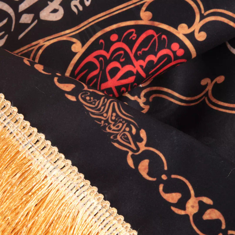کتیبه مخمل افقی با شعار یا اباعبدالله الحسین طرح چهارده معصوم ابعاد 140*300