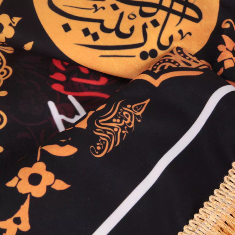 کتیبه مخمل افقی پشت منبری با شعار یا حسین ابن علی ایها الشهید 140*370