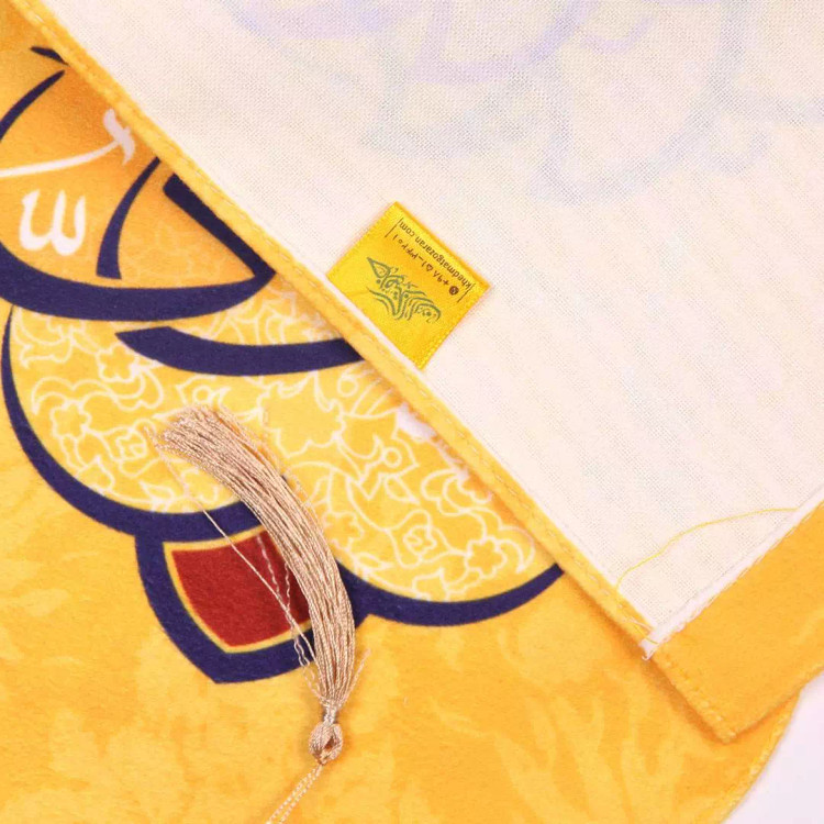 کتیبه مخمل عمودی کنار آیفونی علی ولی الله زرد 20*40 بدون آویز چوبی