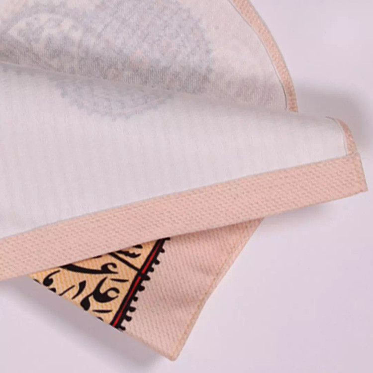 کتیبه مخمل عمودی کنار آیفونی با شعار چهار سلام رنگ کرم 20*40