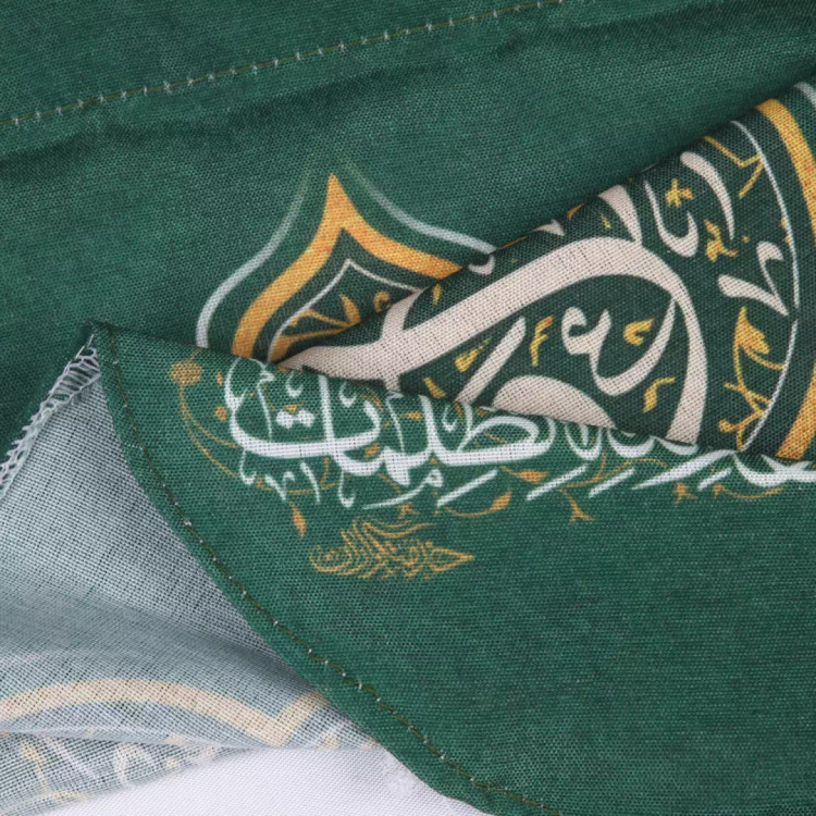 کتیبه پاناما عمودی کنار آیفونی با شعار علی ولی الله زمینه سبز 20*40