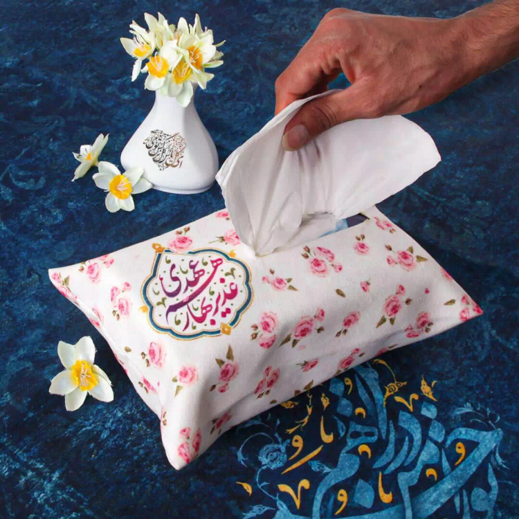 جادستمال کاغذی مخمل با شعار غدیر بهار هم عهدی طرح گل