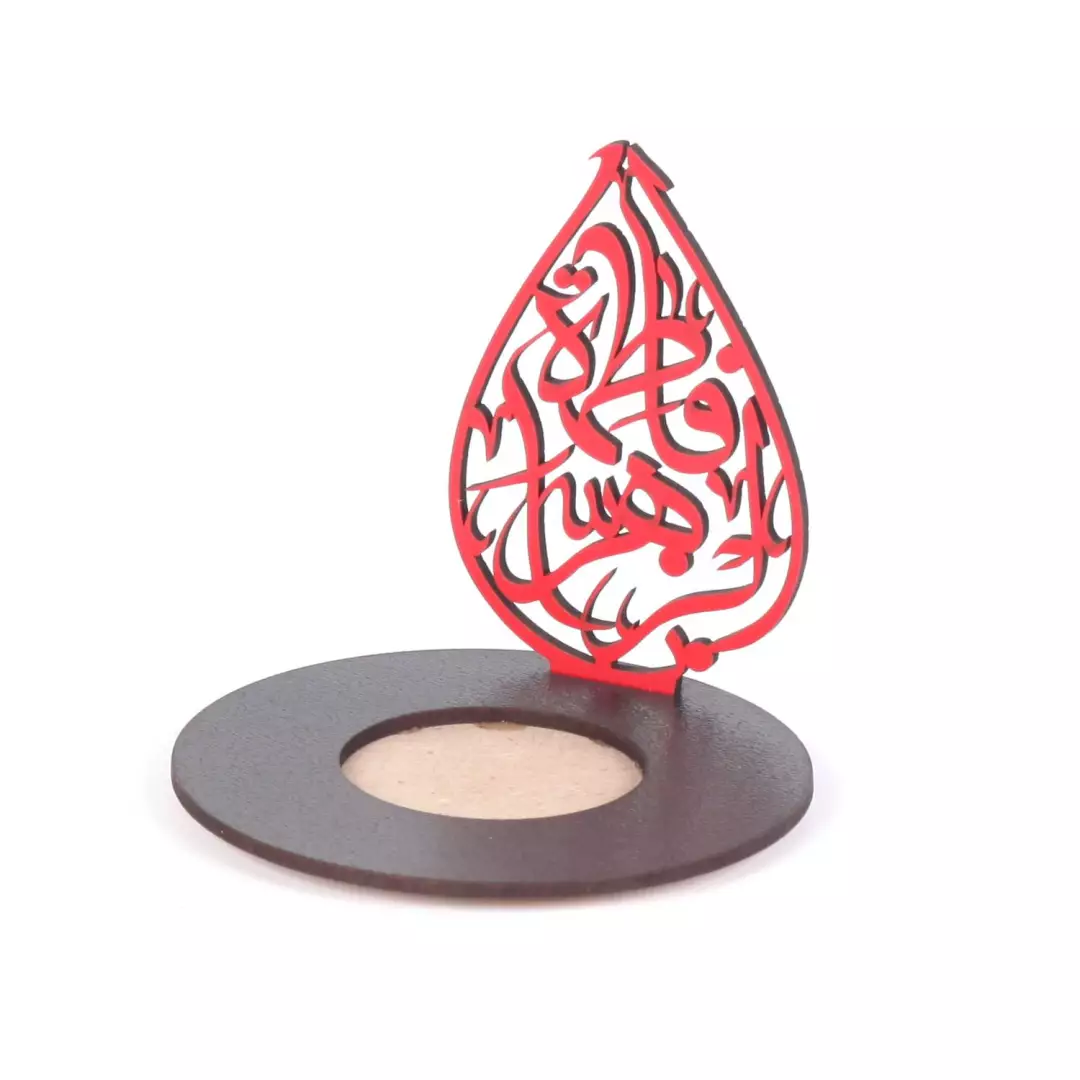 جاشمعی وارمر چوبی با شعار یا فاطمه الزهرا سلام الله علیها طرح اشک (701082) - قرمز