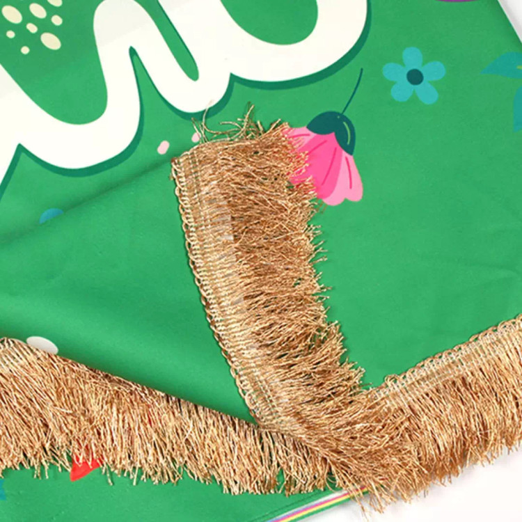 کتیبه مخمل پایین هلالی با شعار راه علی راه خدا شیعه شدیم شکر خدا رنگ سبز(700505) - 100*250 سانتی متر