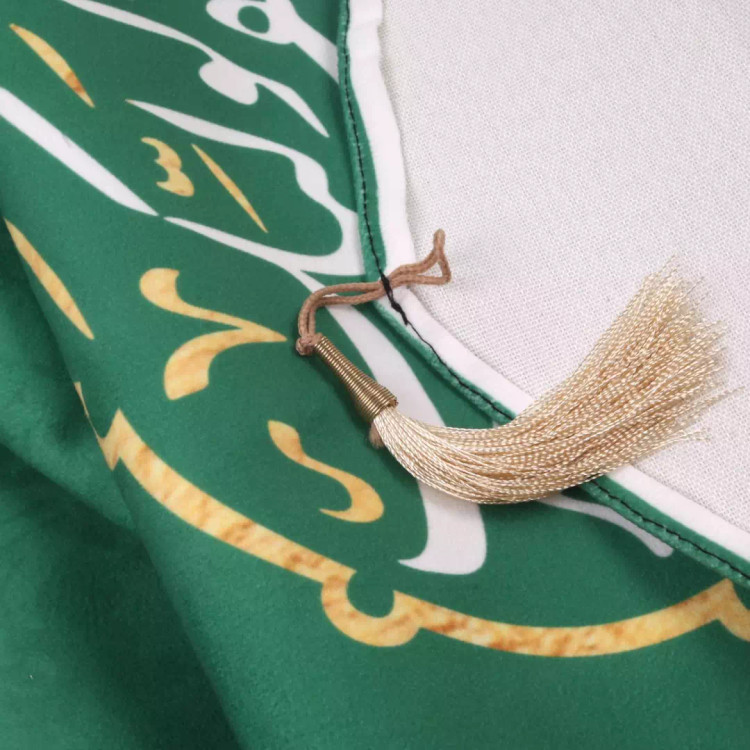 کتیبه سه عددی مخمل با شعار السلام علیک یا صاحب الزمان دو طرف اللهم عجل لولیک الفرج رنگ سبز 140*140